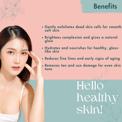 Trovieza Korean Rice water Glass Skin Face Scrub for Brightening skin, de tan & anti aging, for face & Body,  Exfoliating, cleans pores, Moisturizing, 100gm